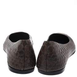 Pre Owned Giuseppe Zanotti Brown Python Embossed Leather Malika Cap Toe Ballet Flats Size 38