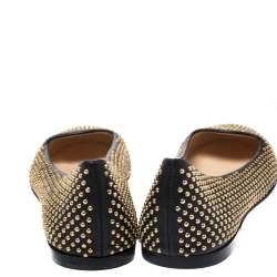 Pre Owned Giuseppe Zanotti Black Leather Studded Ballet Flats Size 40