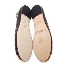 Pre Owned Giuseppe Zanotti Brown Python Embossed Leather Malika Cap Toe Ballet Flats Size 37