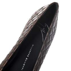 Pre Owned Giuseppe Zanotti Brown Python Embossed Leather Malika Cap Toe Ballet Flats Size 37