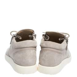 Pre Owned Giuseppe Zanotti Grey Suede Leather High Top Sneakers Size 37