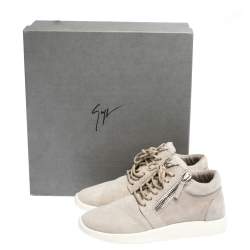 Pre Owned Giuseppe Zanotti Grey Suede Leather High Top Sneakers Size 37