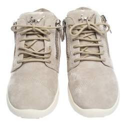 Pre Owned Giuseppe Zanotti Grey Suede Leather High Top Sneakers Size 37