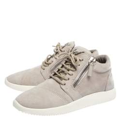 Pre Owned Giuseppe Zanotti Grey Suede Leather High Top Sneakers Size 37
