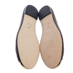 Pre Owned Giuseppe Zanotti Brown Python Embossed Leather Malika Cap Toe Ballet Flats Size 41