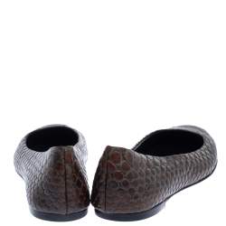 Pre Owned Giuseppe Zanotti Brown Python Embossed Leather Malika Cap Toe Ballet Flats Size 41
