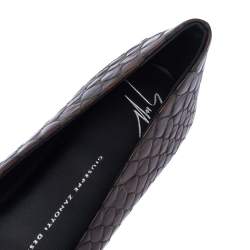 Pre Owned Giuseppe Zanotti Brown Python Embossed Leather Malika Cap Toe Ballet Flats Size 41