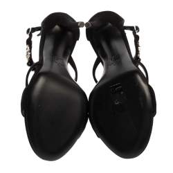 Pre Owned صندل جوسيبي زانوتي طراز سيور مزخرف كريستال سويدي أسود مقاس 37