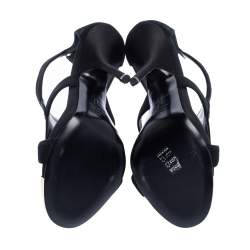 مملوكة مسبقًا Giuseppe Zanotti Black Satin and Suede Crystal Embellished Ankle Strap Sandals Size 40