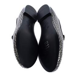 Pre Owned Giuseppe Zanotti Black/Silver Textured Leather Smoking Slippers Size 39