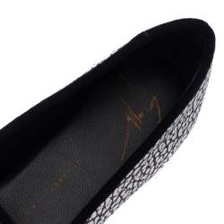 Pre Owned Giuseppe Zanotti Black/Silver Textured Leather Smoking Slippers Size 39