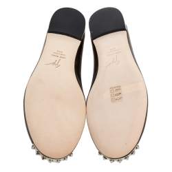 Pre Owned Giuseppe Zanotti Grey Leather Malika Spiked Cap Toe Ballet Flats Size 39.5