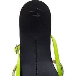 Pre Owned Giuseppe Zanotti Green Leather Crystal Embellished Toe Ring Slingback Flat Sandals Size 40