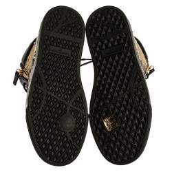 Pre Owned Giuseppe Zanotti Black Dragon Embroidered Leather Double Zip High Top Sneakers Size 37