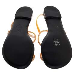 مملوكة مسبقًا صندل فلات جوسيبي زانوتي سيور رفيعة مزخرفة ستراس جلد برتقالي مقاس 40 