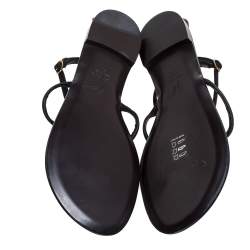 Pre Owned Giuseppe Zanotti Black Leather Embellished Strappy Flat Sandals Size 40