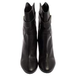 مملوكة مسبقًا Giuseppe Zanotti Black Leather Block Heel Ankle Booties Size 38