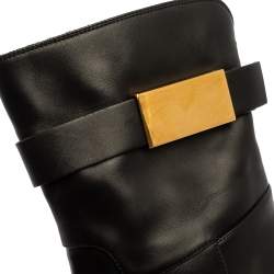 مملوكة مسبقًا Giuseppe Zanotti Black Leather Block Heel Ankle Booties Size 38