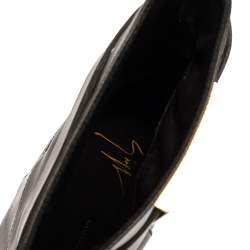 مملوكة مسبقًا Giuseppe Zanotti Black Leather Block Heel Ankle Booties Size 38