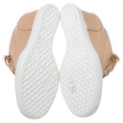 Pre Owned Giuseppe Zanotti Beige Leather Low Top Wedge Sneakers Size 41