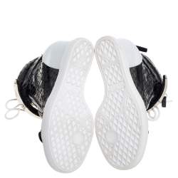 Pre Owned Giuseppe Zanotti Black Python Embossed Patent Leather Lorenz Wedge High Top Sneakers Size 37