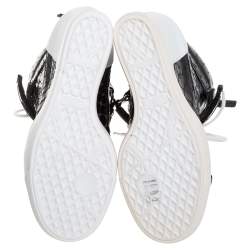 Pre Owned Giuseppe Zanotti Black Python Embossed Patent Leather Lorenz Wedge High Top Sneakers Size 38