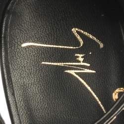 Giuseppe Zanotti Black Leather Eyelet Ankle Strap Wedge Sandals Size 36