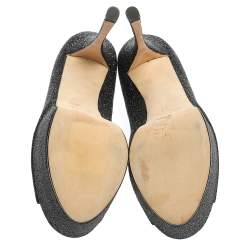 مملوكة مسبقًا حذاء كعب عالي جوسيبي زانوتي نعل سميك مقدمة مفتوحة سويدى غليتر أسود مقاس 39