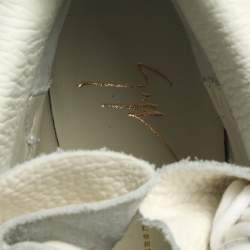 Pre Owned Giuseppe Zanotti White Leather Chain Detail High Top Wedge Sneakers Size 41