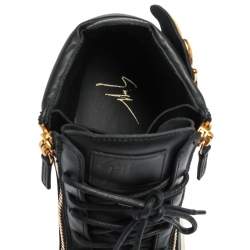Pre Owned Giuseppe Zanotti Black Leather Wings High Top Sneakers Size 41