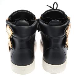 Pre Owned Giuseppe Zanotti Black Leather Wings High Top Sneakers Size 41