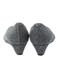 Pre Owned Giuseppe Zanotti Metallic Grey Glitter Fabric Wedge Peep Toe Pumps Size 41