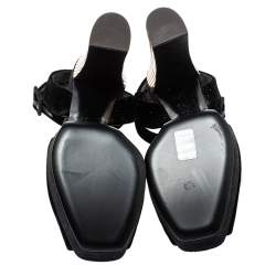 Pre Owned Giuseppe Zanotti Black Velvet Lavinia  Ankle Strap Platform Sandals Size 37