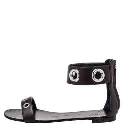 Giuseppe Zanotti Brown Leather Flat Ankle Cuff Sandals Size 38