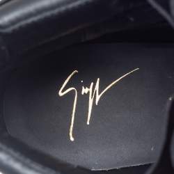 Pre Owned Giuseppe Zanotti Black Leather Wing Detail High Top Wedge Sneakers 41