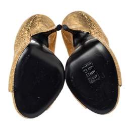 Pre Owned حذاء كعب عالي جوسيبي زانوتي مقدمة مفتوحة جلد ذهبي مقاس 35