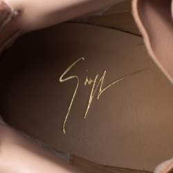 Pre Owned Giuseppe Zanotti Beige Leather Chain Detail High Top Wedge Sneakers Size 39