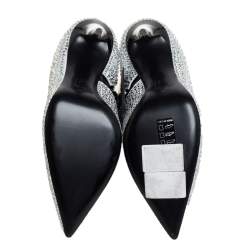 مملوكة مسبقًا حذاء بوت جوسيبي زانوتي نمط كريستال متعرج سويدي و جلد لامع أسود مقاس 36.5