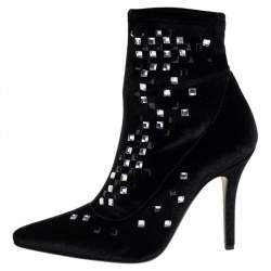 Giuseppe Zanotti Black Velvet Embellished Boots Size 37