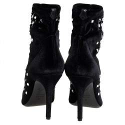 Giuseppe Zanotti Black Velvet Embellished Boots Size 37