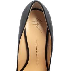 Pre Owned Giuseppe Zanotti Black Leather Platform Peep Toe Pumps Size 40