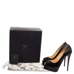 Pre Owned Giuseppe Zanotti Black Leather Platform Peep Toe Pumps Size 40