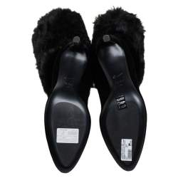 Giuseppe Zanotti Black Stretch Fabric And Fur Bimba Knee High Boots Size 40