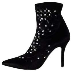 مملوكة مسبقًا Giuseppe Zanotti Black Velvet Embellished Ankle Boots Size 41