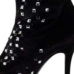 مملوكة مسبقًا Giuseppe Zanotti Black Velvet Embellished Ankle Boots Size 41