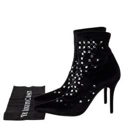 مملوكة مسبقًا Giuseppe Zanotti Black Velvet Embellished Ankle Boots Size 41
