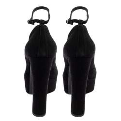 Pre Owned حذاء كعب عالي جوسيبي زانوتي سويدي أسود مقدمة مفتوحة نعل سميك حزام للكاحل مقاس 40