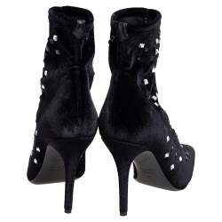Giuseppe Zanotti Black Velvet Crystal Embellished Ankle Boots Size 39