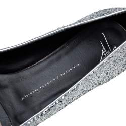 Pre Owned Giuseppe Zanotti Silver Glitter Pointed Toe Flats Size 41