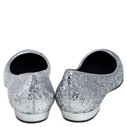 Pre Owned Giuseppe Zanotti Silver Glitter Pointed Toe Flats Size 41